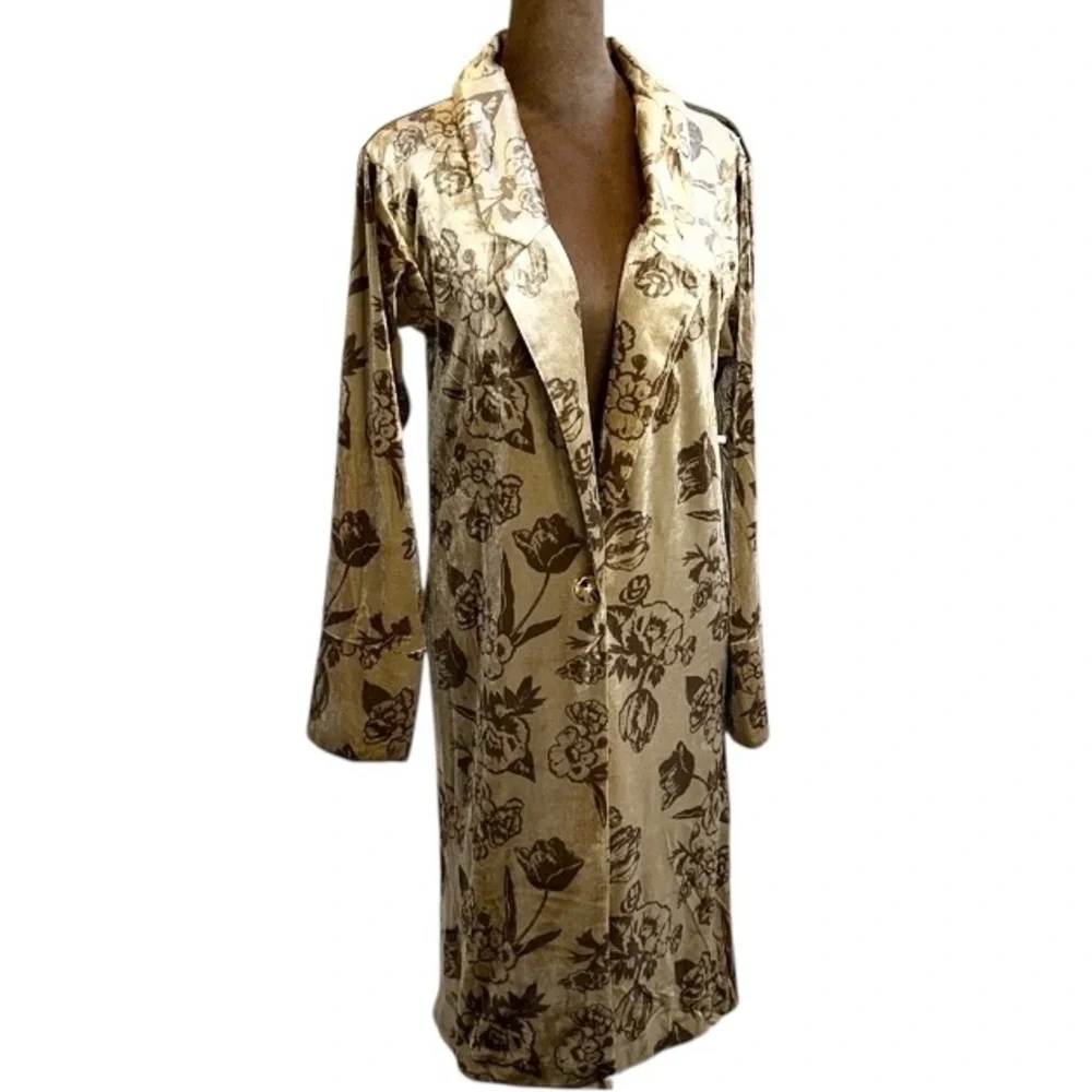 Joyfolie NWT XL Mia Joy Viktoria velvet coat in ochre floral - Picture 3 of 14